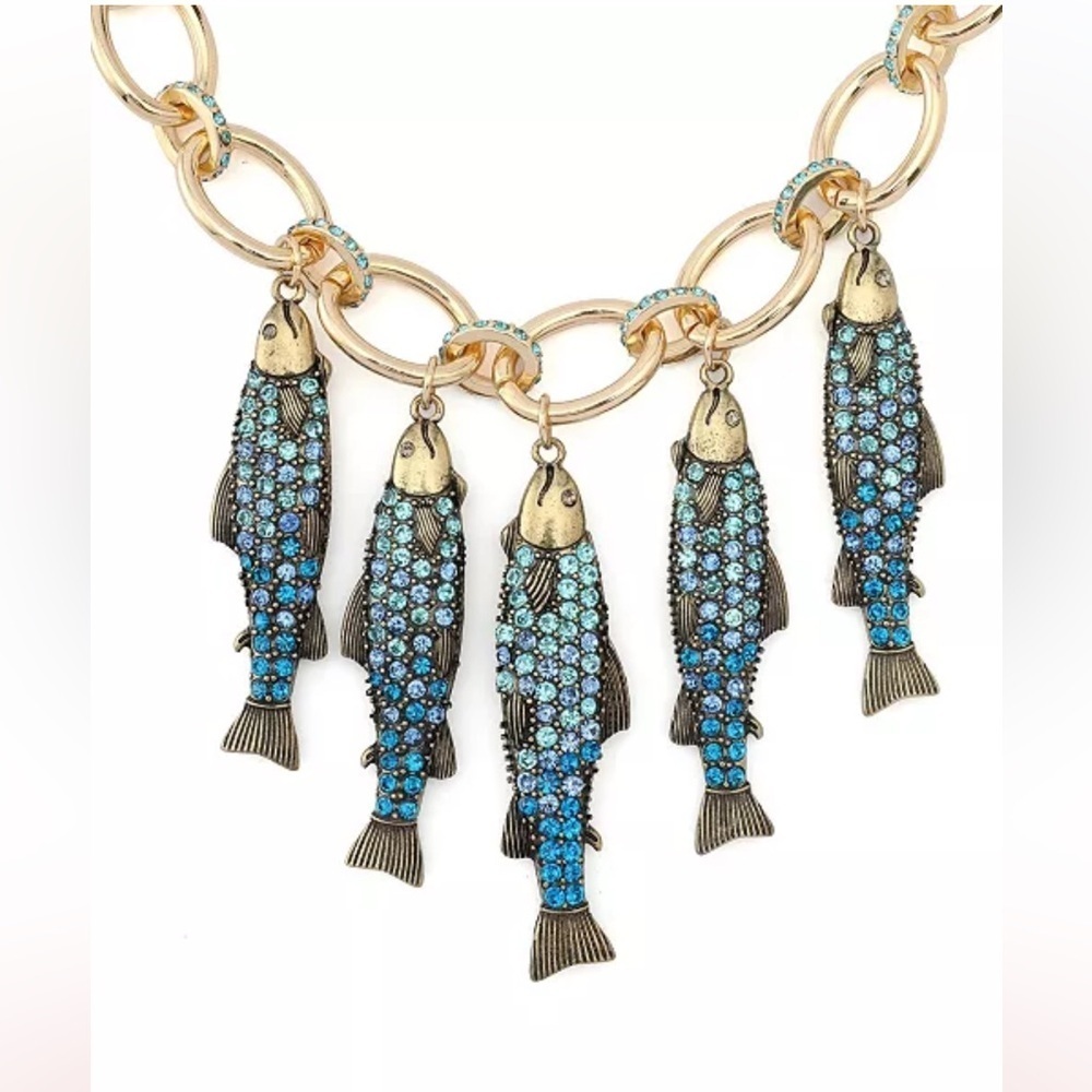 Betsey Johnson Blue Sardine Fish Pendant Necklace